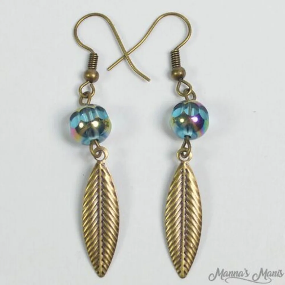 Antiqued brass Multichrome dangle earrings NWT Fairycore